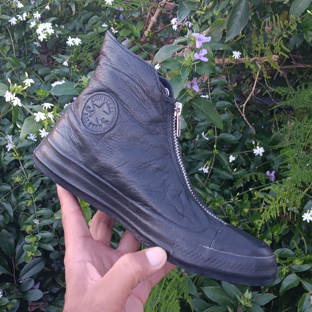 Converse Chuck Taylor All Star Shroud Leather Hi Top Zip Monochrome BLACK - Picture 5 of 17